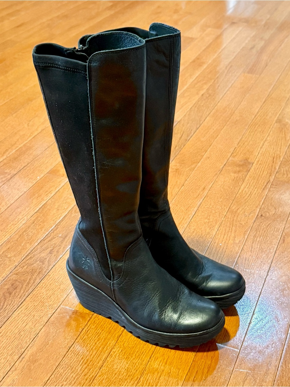 Fly London Women’s 29 8-8.5 Yeve Leather Wedge Knee High Boots Tall 500779000